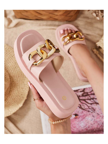 Resti Women's pink slippers with a gold chain Reteris - Footwear