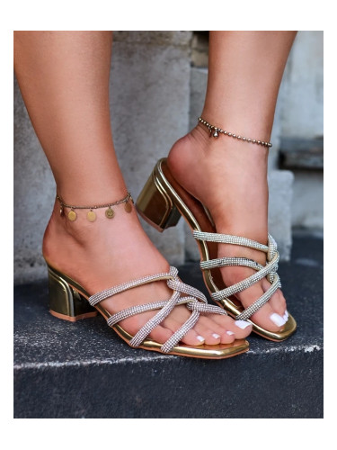 Resti Royalfashion Gold Women's Shiny Strides Heeled Flip-Flops