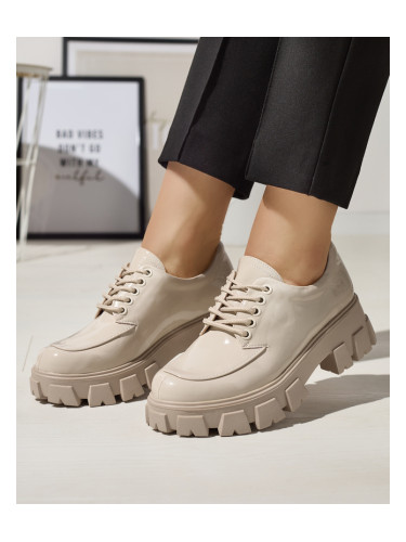 Resti Women's light beige lacquered lace-up shoes Ginara - Footwear