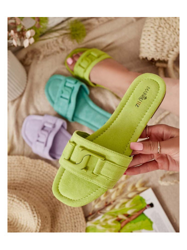 Resti Royalfashion Neon green women's flip-flops with buckle Rydr