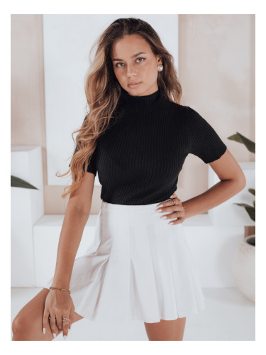 Дамски раиран пуловер с къс ръкав