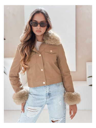 Дамско кожено яке с козина