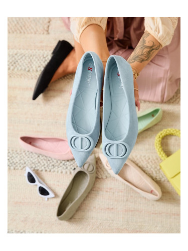 Resti Blue women's pointed-toe ballerinas with embellishment on the nose Tidita