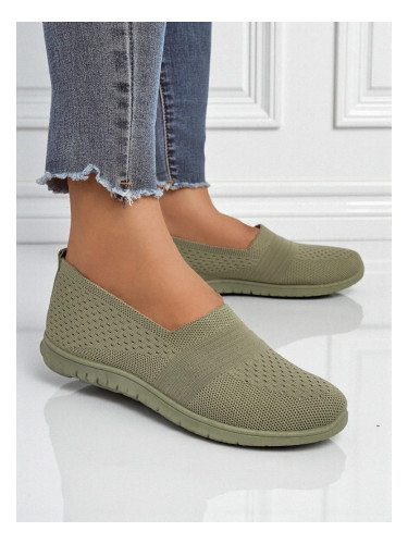 Resti Gaia Verde Women's Moccasins – Comfortable Green Fabric Flat Shoes