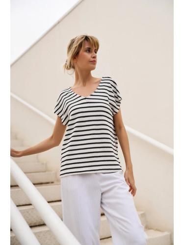Marisse Women's T-Shirt L-Ts-4694 White_Black