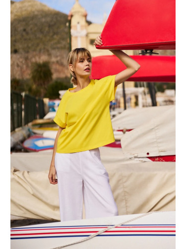 Marisse Yellow Cotton T-Shirt