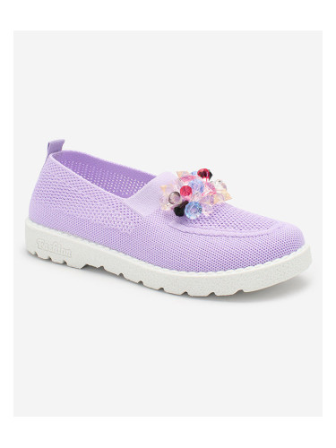 Resti Purple women's fabric moccasins with crystals Fezens