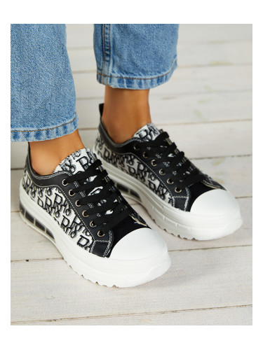 Resti Black patterned women's platform sneakers Neriwas - Footwear
