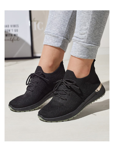 Resti Black Fabric Women's Sports Shoes Ferroni- Footwear