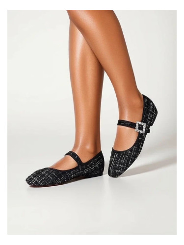 Resti Women's checked ballerinas with a buckle and strap Riffos