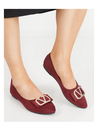 Resti Women's burgundy ballerinas with an ornament on the toe Cavo - Footwear