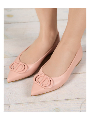 Resti Women's pink pointed ballerinas with an ornament on the toe Manico - Footwear