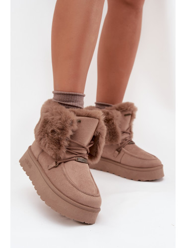 BIG STAR SHOES Дамски Снежни Чизми На Платформа С Козинка И Връзка Big Star