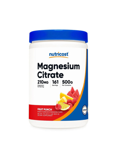 Магнезий (цитрат) 210 mg х 500 g прах, с вкус на плодов пунш | Nutricost