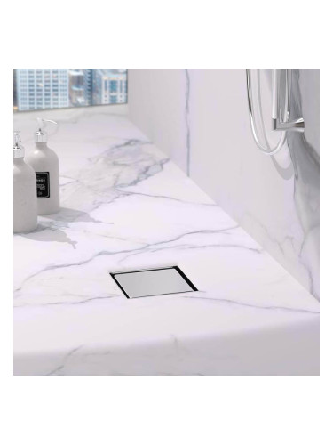 Подов сифон с долно оттичане ф90/110мм с клапа за вграждане на плочка 10х10см, Vertigo