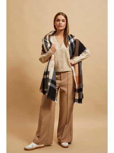 Marisse Peach Checkered Scarf