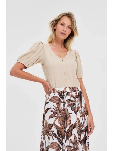 Marisse Beige Blouse With Puffed Sleeves