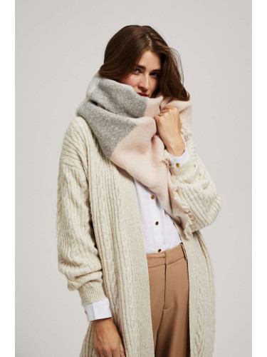 Marisse Powder Pink Checkered Scarf With Frayed Edge