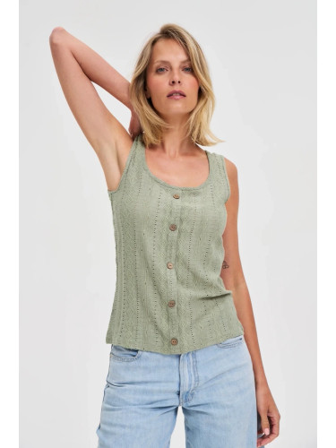 Marisse Olive Button Top