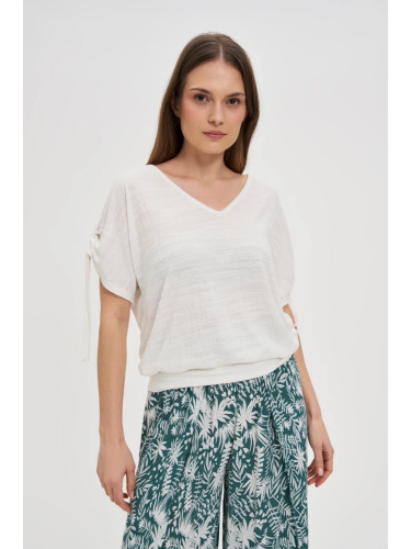 Marisse White Blouse With A V-Neck