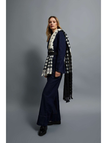 Marisse Black Checkered Scarf