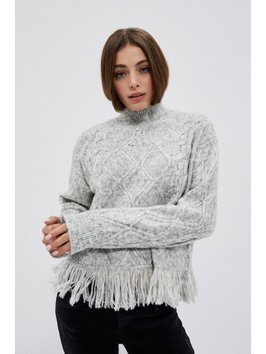 Пуловер с поло яка с ресни