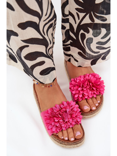 Boto Дамски сандали на платформа с декоративни цветя фуксия Тесара