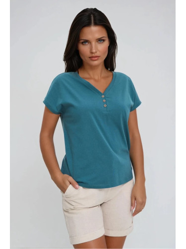 Marisse Cotton Blouse With Buttons, Green