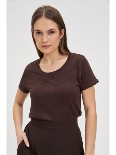 Marisse Brown Short-Sleeved Blouse