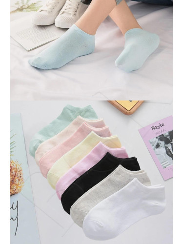 26115 Dewberry 8-Pack Womens Colorful Soft Ankle Socks-MULTICOLOR