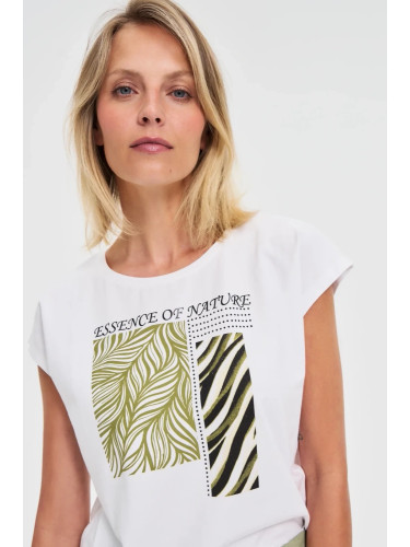 Marisse Cotton Blouse With Print, White