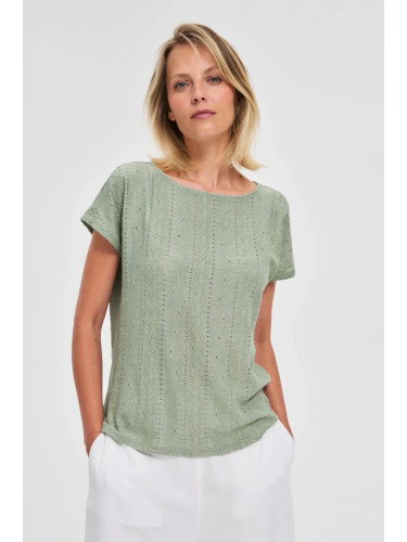 Marisse Olive Short-Sleeved Blouse