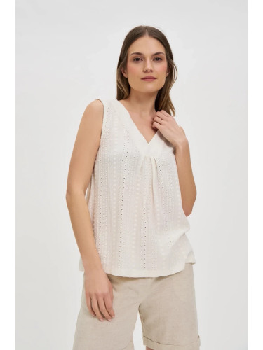 Marisse Ecru V-Neck Top