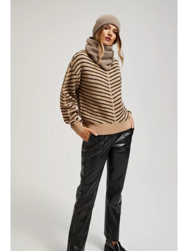 Marisse Coffee Scarf With Metallic Thread