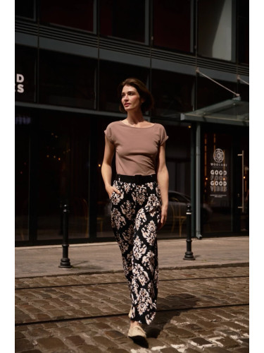 Marisse Viscose Trousers With A Belt, Black