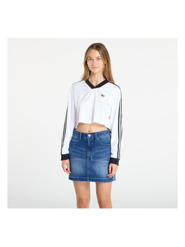 Тениска adidas Adicolor Football Jacquard Crop Long-Sleeve Top White XS