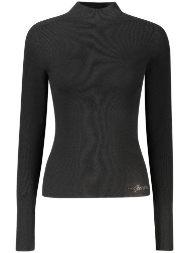 Черен пуловер с висока яка