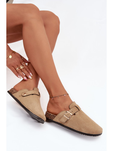 BIG STAR SHOES Дамски Чехли На Коркова Платформа С Златна Закопчалка Big Star