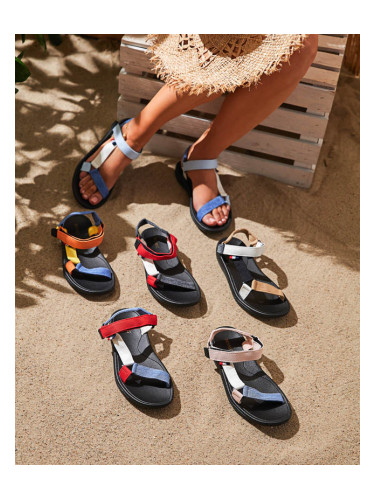 Resti Women's blue fabric sandals Ojo- Footwear
