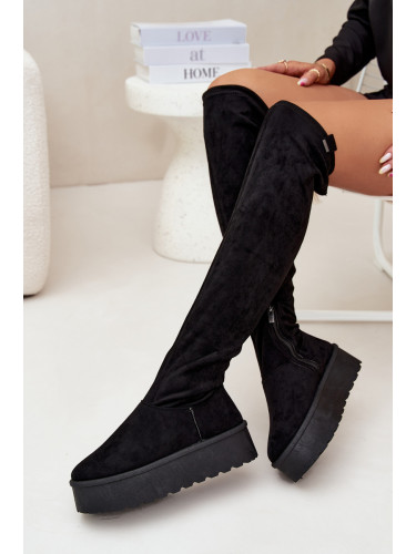 BIG STAR SHOES Дамски Ботуши На Платформа Над Коляното Big Star