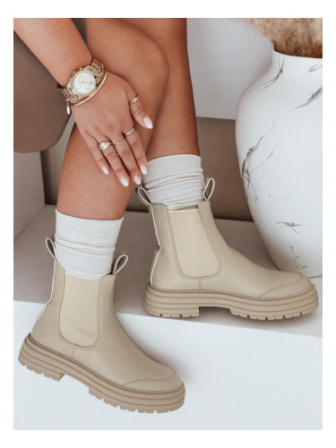 Botki damskie LUXIBOOTS na platformie beżowe Dstreet