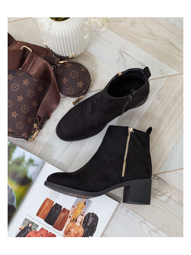 Resti Black eco suede women's low stiletto boots Rejerry