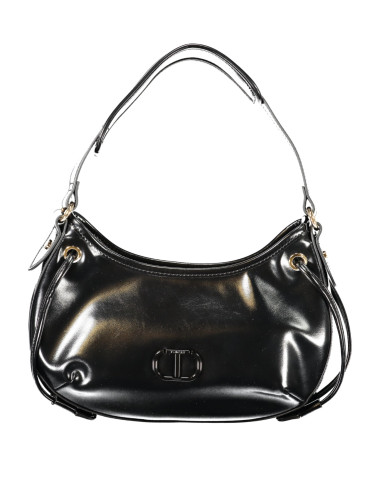 Черна кожена чанта през рамо