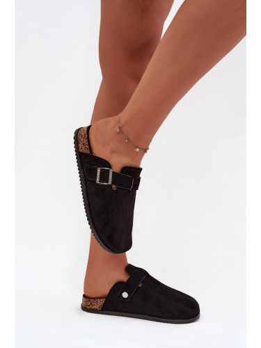 BIG STAR SHOES Дамски Чехли На Коркова Платформа Сребриста Копчка Big Star