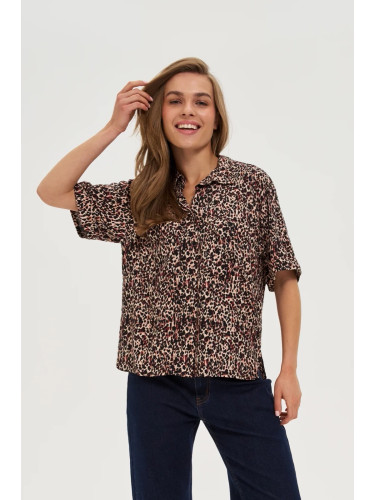 Marisse Viscose Leopard Print Shirt, Black