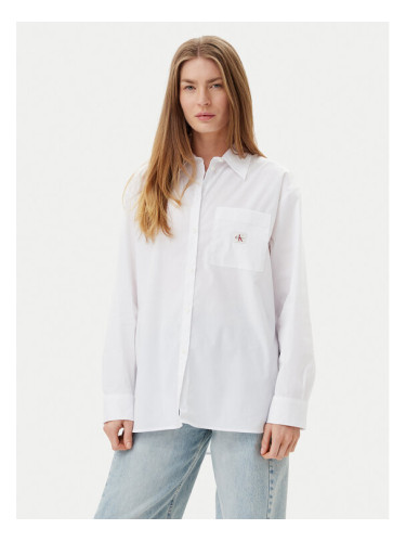 Calvin Klein Jeans Риза LV047C143G Бял Relaxed Fit