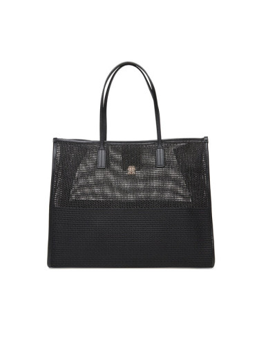 Tommy Hilfiger Дамска чанта Th City Summer Tote Woven AW0AW17640 Черен
