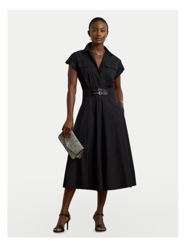 LAUREN RALPH LAUREN Рокля тип риза 200973594001 Черен Regular Fit