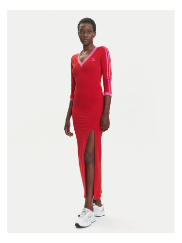 adidas Ежедневна рокля adicolor Classics 3-Stripes JW3668 Червен Slim Fit