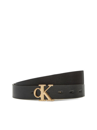 Calvin Klein Дамски колан Monogram Plaque Buckle 25Mm Rev LV04K7005G Черен